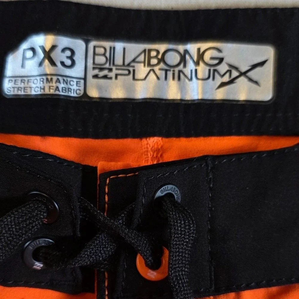 Billabong Platinum X PX3 Men 34 Bright Orange Performance Stretch Board Shorts